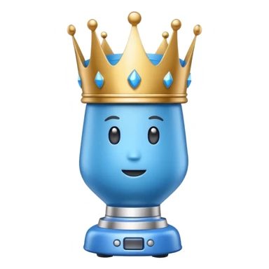 Blue blender with a crown sticker