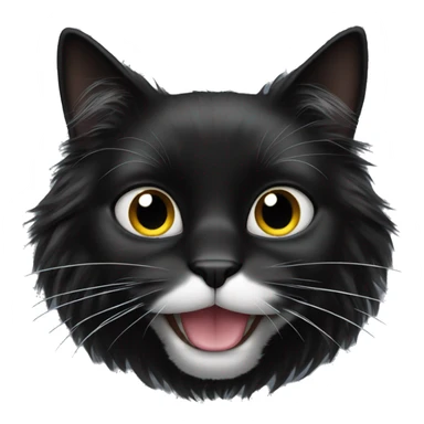 black cat domestic long-haired with white spot on the mouth sticker