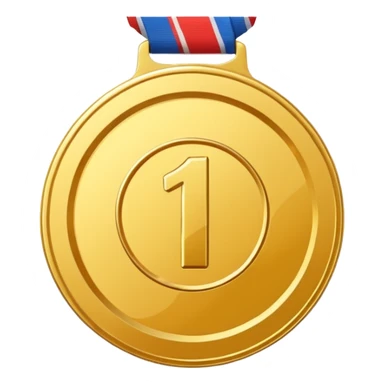 gold medal with a 1 inside sticker