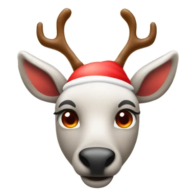 A reindeer with a red glowing nose sticker