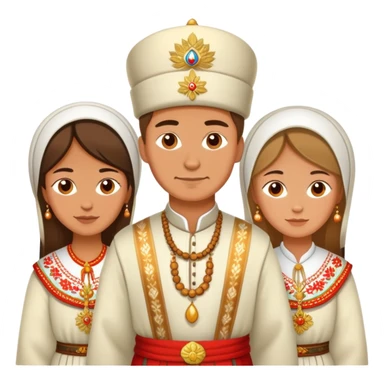 Three Russian people in traditional clothing as a group sticker
