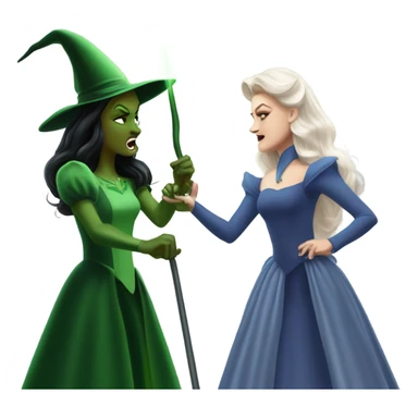 Glinda and elphba fighting the wizard  sticker