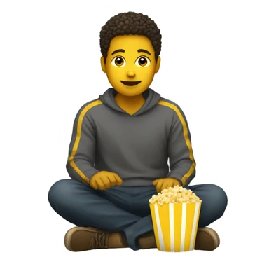 Sitting with popcorn yellow emoji  sticker