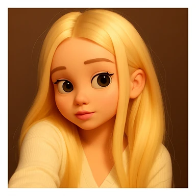 Expand the image upwards so the hair at the top is fully visible and add background above, do not change the girl and keep the same eyes, preserve the 3d-emoji style sticker