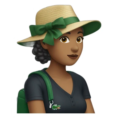 Lacoste bag girl with black lacoste hat sticker