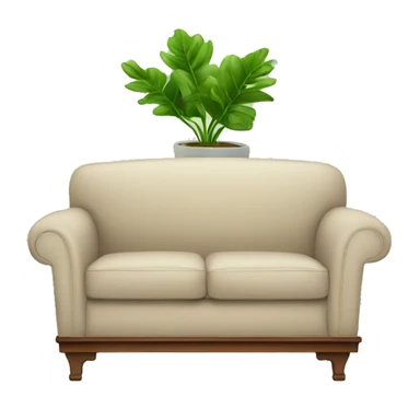 couch with a plant on the side and a table sticker