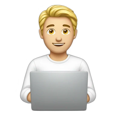 european guy using laptop sticker
