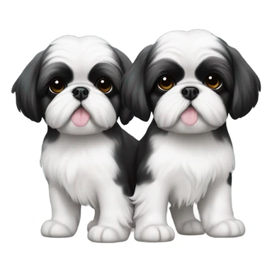 Shitz Tzu Beautiful two big faces black with white Puppies sticker
