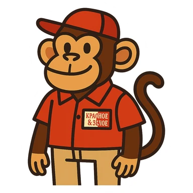 A monkey wearing a Krasnoye & Beloye uniform sticker