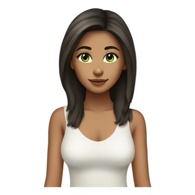 girl with olive skin dark medium hair green eyes long lashes  sticker