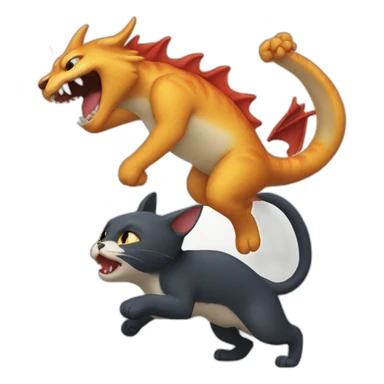 shibi cat fighting a dragon sticker