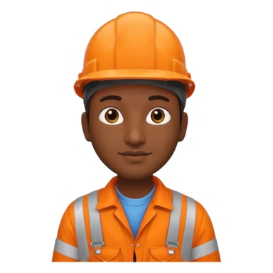 indian in orange overalls and orange hard hat sticker