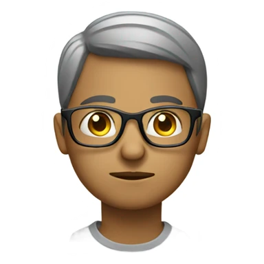 An person wearing glasses with a thoughtful expression sticker