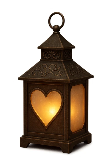 romantic lantern with a heart cutout, no background sticker