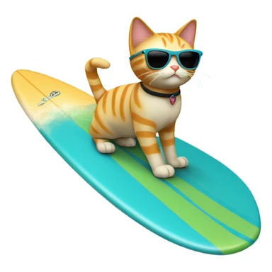 surfing cat with sunglasses￼ sticker