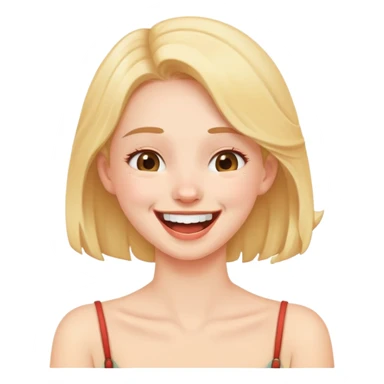 Girl holding her neck in the front laughing sticker