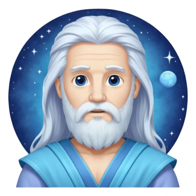 Uranus, God of Sky from Gods and Goddesses with long white hair and beard, pale periwinkle outfit sticker