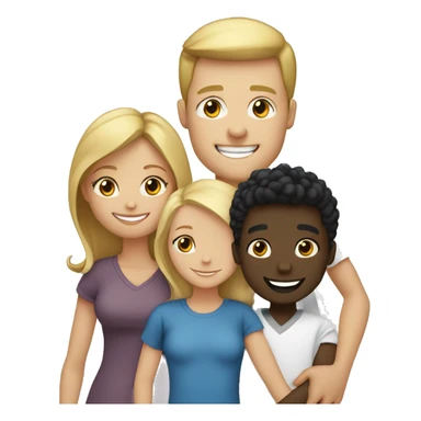 happy family, 1 blonde woman, 1 white man, 1 black man, 1 black girl, 1 black child sticker