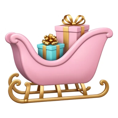 light pink Christmas sleigh with gift box accents, dreamy emoji style sticker