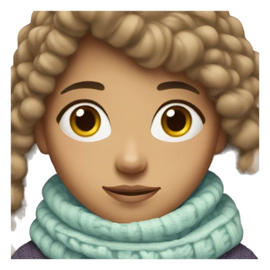 Make me a girl with brown hair and light skin with a sweater and scarf cold  sticker