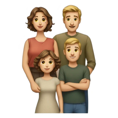 Exactly 5 person European Family consisting of 1 Man, 1 Woman and 3 Boys sticker