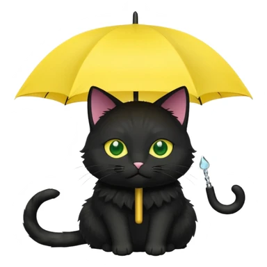 black cat is holding a yellow umbrella. sticker