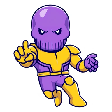Thanos with Infinity Gauntlet in Squid Game player uniform making a defiant pose sticker