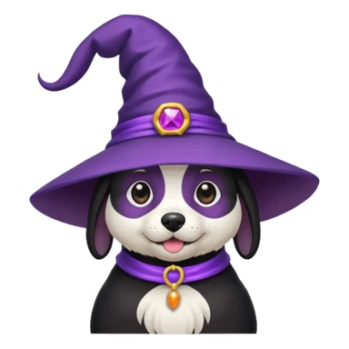 dog wear purple wicth hat sticker