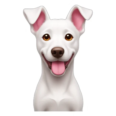 white dog with red heart nose and pink ears sticker