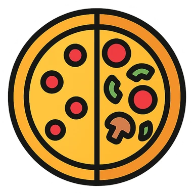 half and half pizza sticker