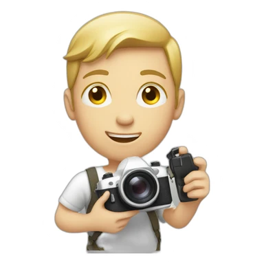 White kid holding camera sticker