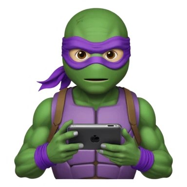 Donatello from Teenage Mutant Ninja Turtles, with a tech gadget sticker