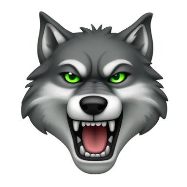 angry wolf, with bright green, black eyes sticker