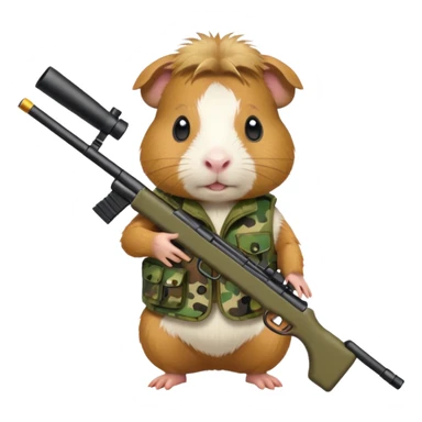 guinea pig with a camo vest and toy rifle sticker