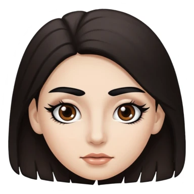 Eye black and big, eyelashes long, eyebrows black, skin white, and so beautiful hair long and brown skin tone white,hair brown and long and some brown long hair long hair sticker