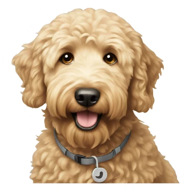 Golden doodle on a walk sticker