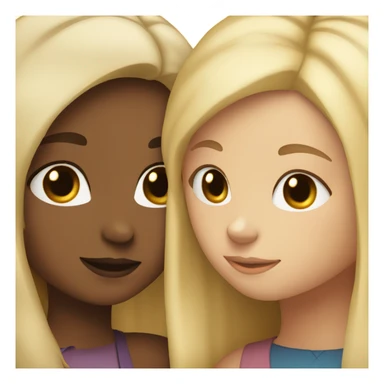 two girl friends hugging each other one blonde one brown hair sticker