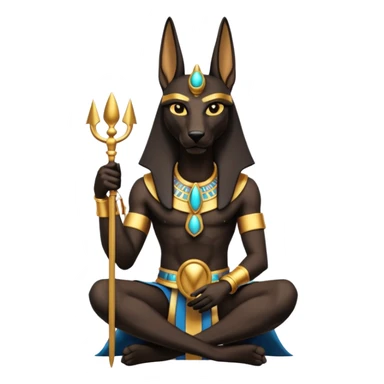 Ancient style lavishly adorned anubis staged formally sitting posed  sticker
