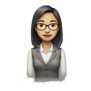 27-year-old female, works in an office job (accountant), introverted, wears glasses, and is of East Asian descent. sticker