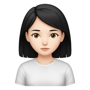 Menina Branca, com cabelo preto e cabelo médio, sem franja sticker