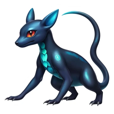 Colorful Iridescent Exotic Salandit-Aurorus-Umbreon-Fakémon-hybrid-creature (full body)  sticker