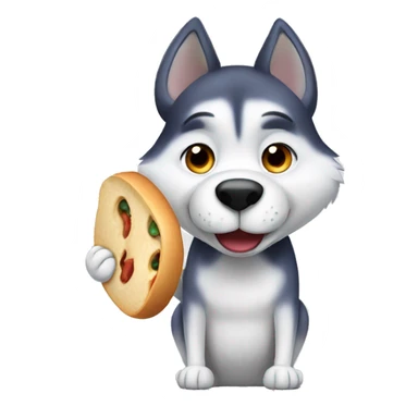 a husky eating food sticker