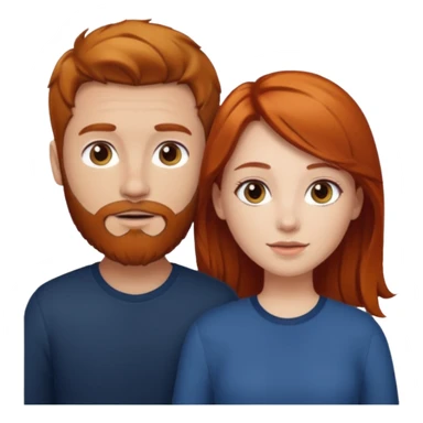 👩🏼‍❤️‍👨🏽 Something like this, but make the guy more lighter and give the girl a bit more red hair like ginger style make the guy have dark brown hair, same with the beard and add her in the middle top sticker