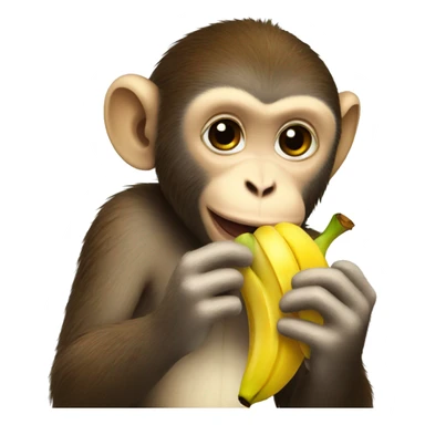 Cute monkey eating banana sticker