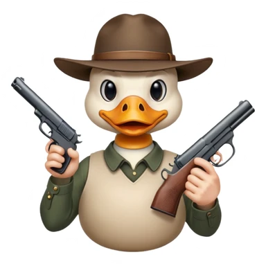 angry duck with a gun in his hand pointing at us  sticker