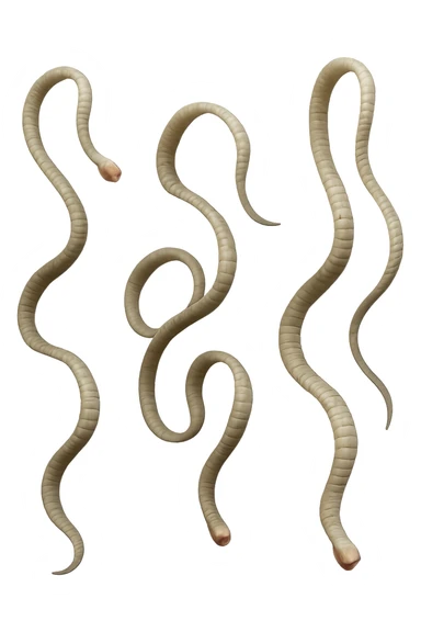 CINQUE PARASSITI COME LA TENIA FLUTTUANO IN ARIA, iperrealistico 4k sticker