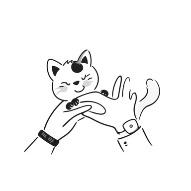 cat paw gently touching human hand, sweet connection moment sticker