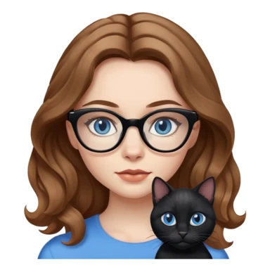 Girl with light brown wavy hair, pale skin, blue eyes, and black cat eye glasses  sticker