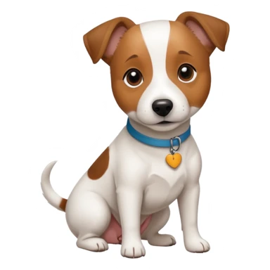 a white jack russell cross with a larger dog sticker
