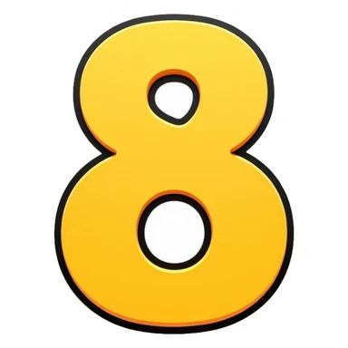 Number 8 on a yellow volumetric background sticker